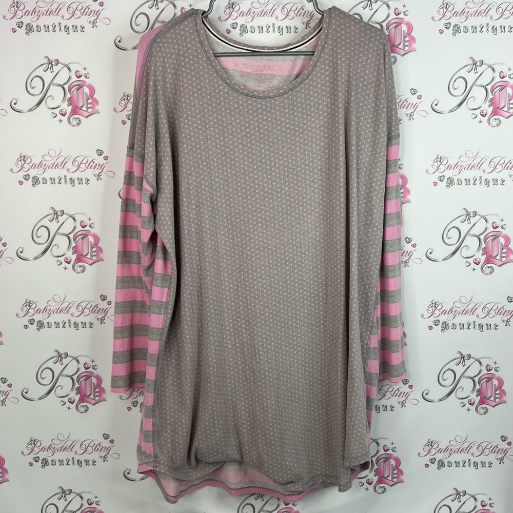 Victoria's Secret dress long sleeves comfy lounge Pink and Gray Long Sleeve Top